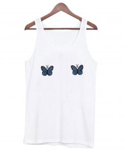 Blue Ribbed Butterfly Tank top
