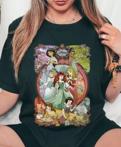 Disney Princess Classic Cartoon Group Collage T-Shirt