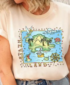 Never Land Map Vintage Poster Shirt